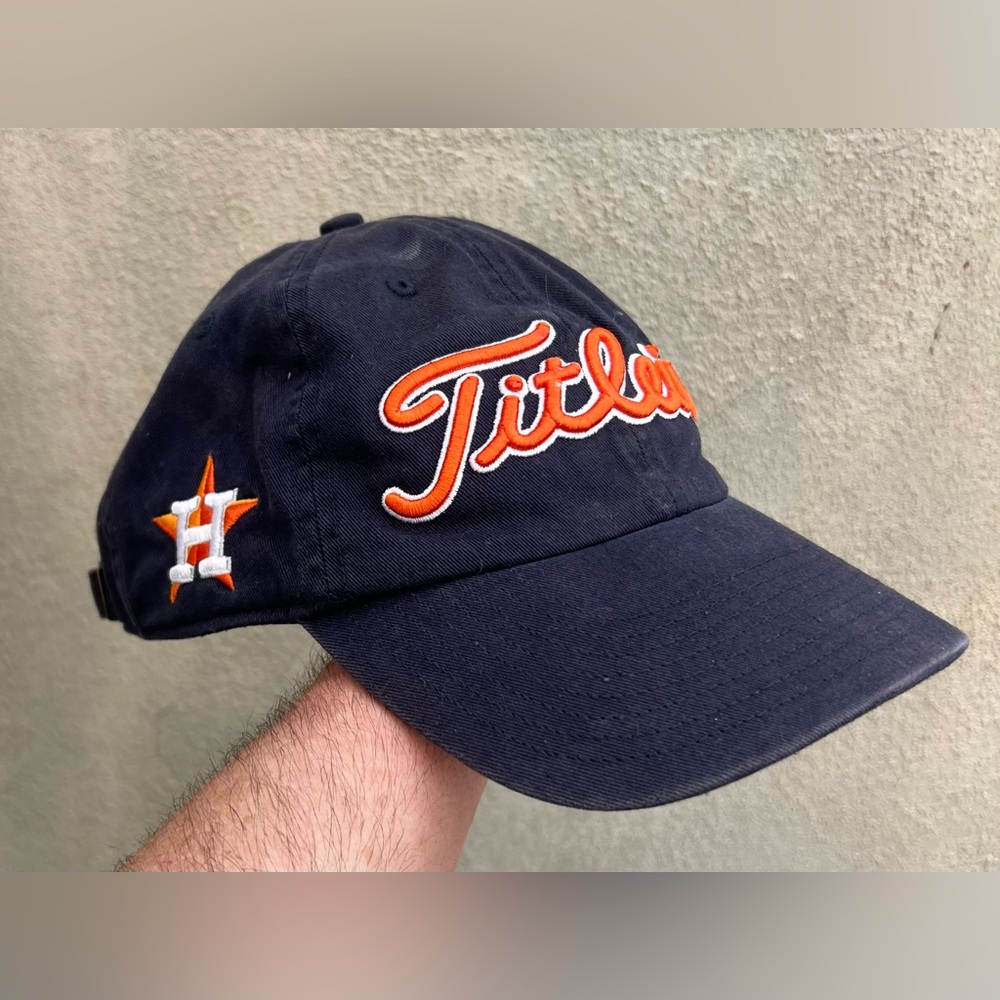 Titleist Golf Houston Astros MLB Baseball Navy Orange Buckle Adjustable Cap Hat